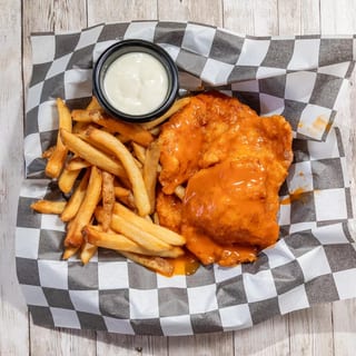 Buffalo Chicken Fingers with fries